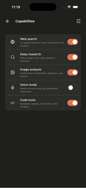 Uni Chat account and settings screen 5