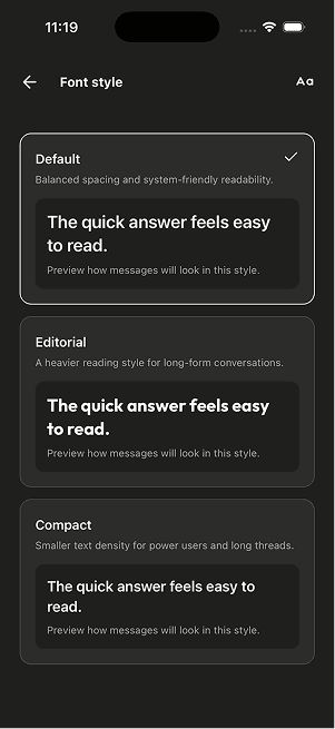 Uni Chat account and settings screen 6