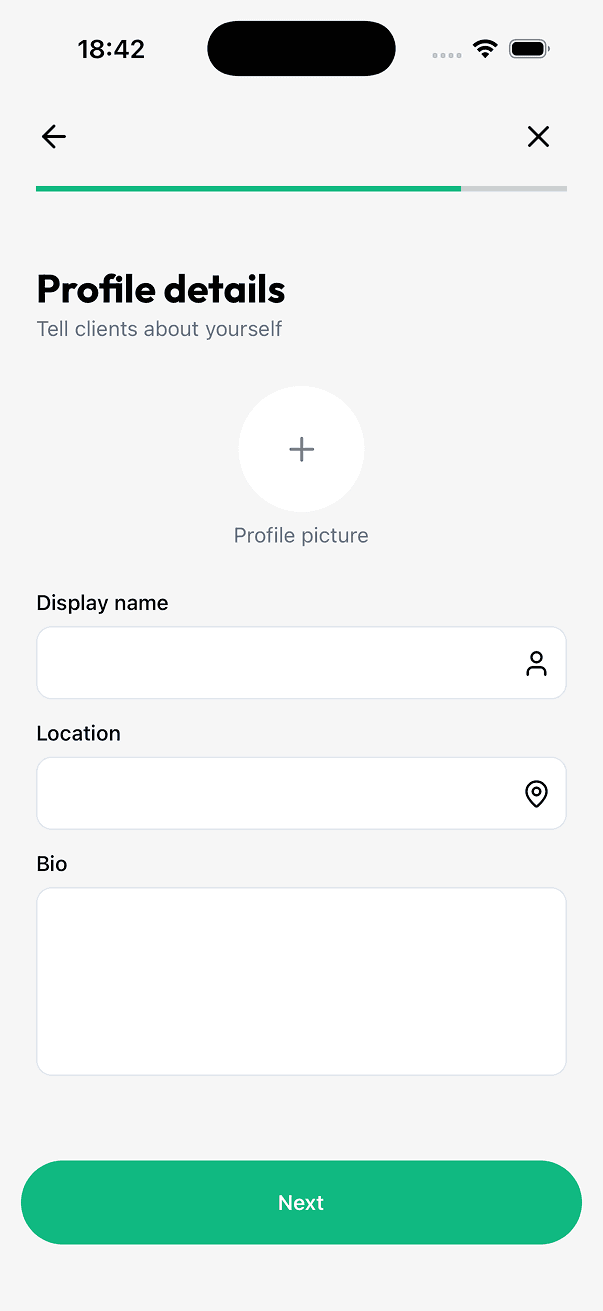 UniMarket onboarding and auth screen 7