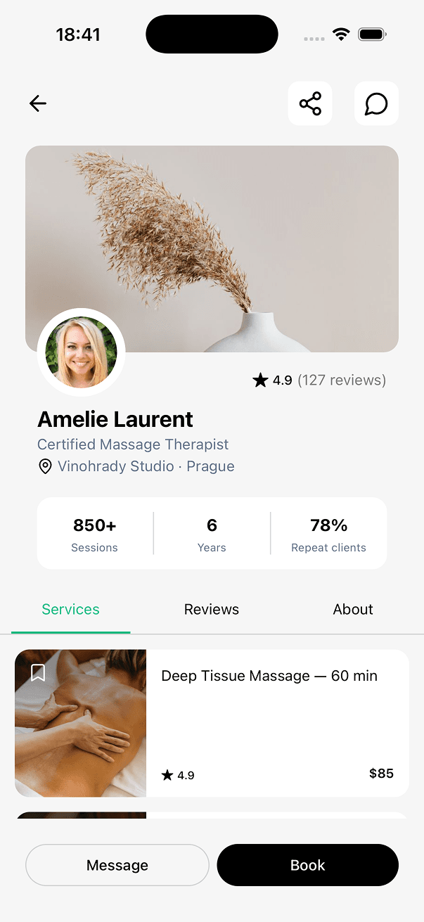 UniMarket service detail and booking screen 5