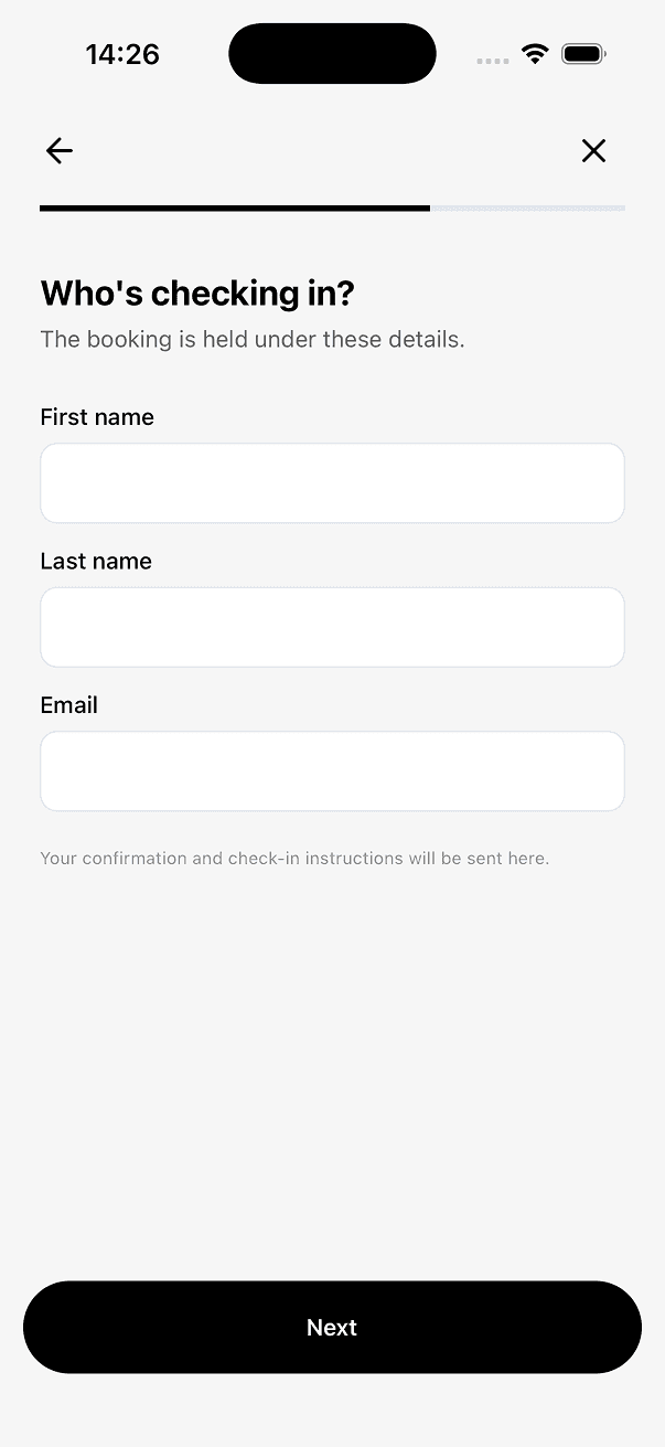 UniBook booking flow screen 5