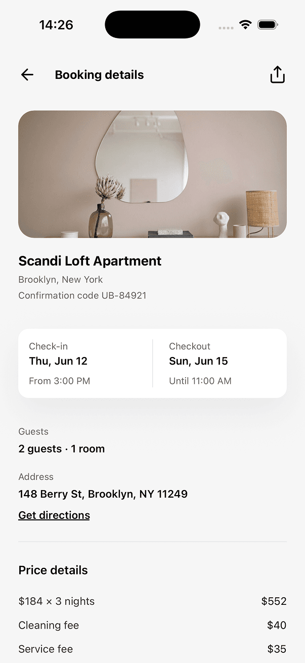 UniBook booking flow screen 8