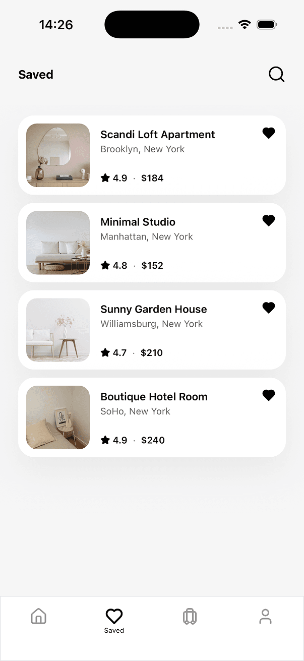 UniBook home and search screen 4