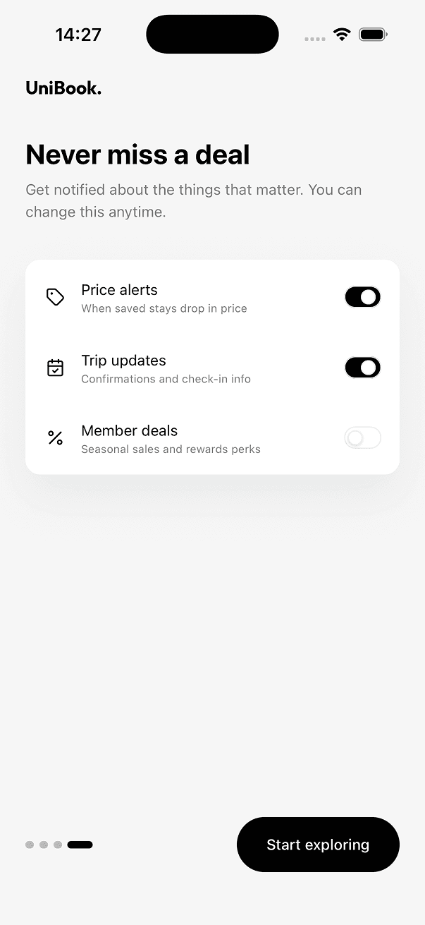 UniBook onboarding and auth screen 6