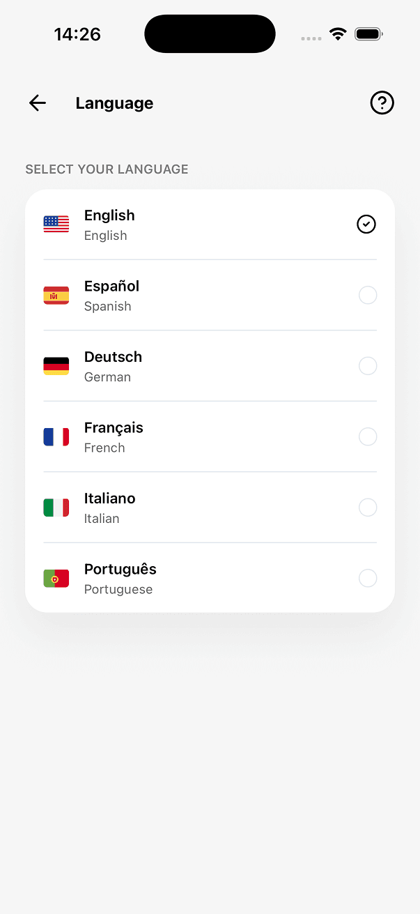 UniBook account and settings screen 4