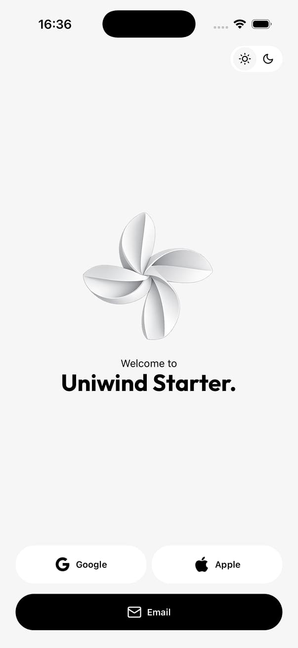Uniwind Starter Light Screen 1